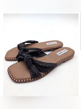 Steve Madden Black Braided Knot Slide Sandals